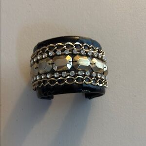 Gold and Black Chain cuff Bracelet